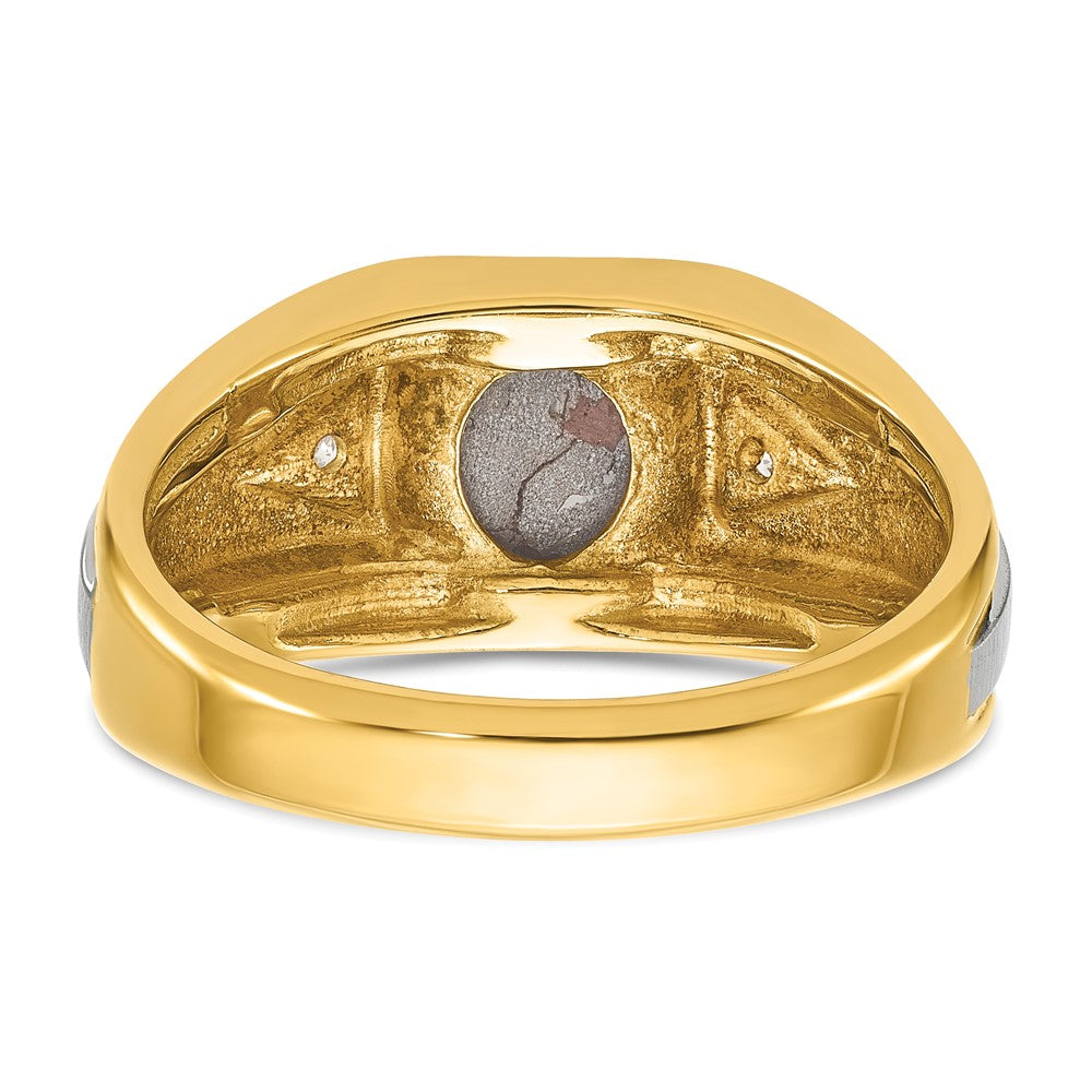 14k Two-tone Gold Men's Satin Gemstone and Diamond Ring Mounting