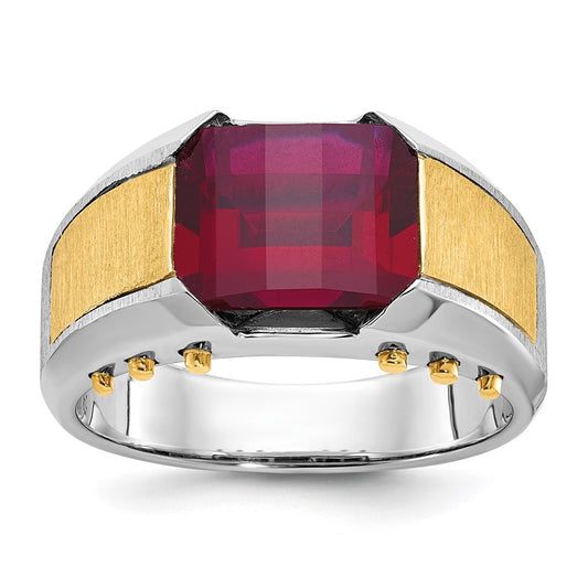 14k Two-tone Gold Men's Gemstone and Diamond Ring Mounting
