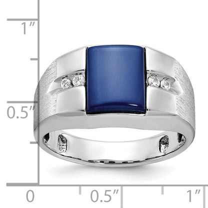 14k White Gold Men's Gemstone and Diamond Satin Ring Mounting