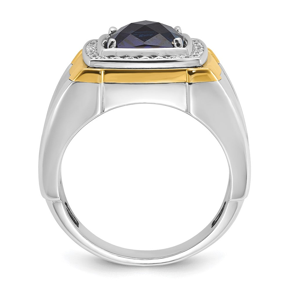 14k Two-tone Gold Men's Gemstone and Diamond Ring Mounting