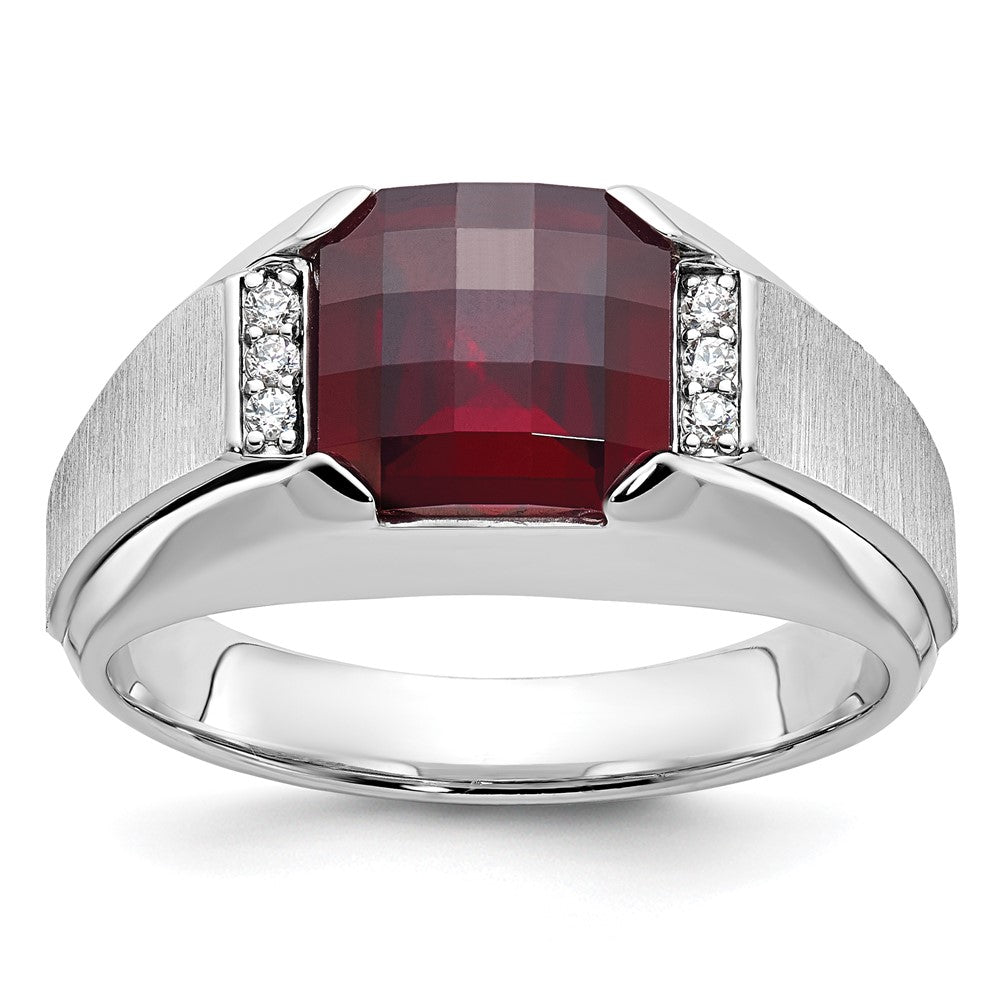 14k White Gold Men's Gemstone and Diamond Ring Mounting