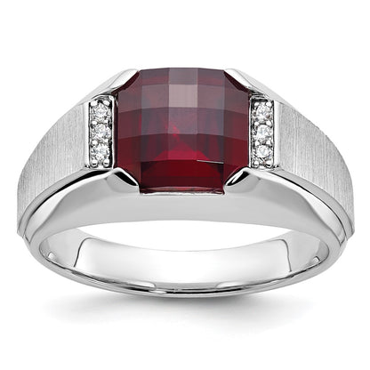 14k White Gold Men's Gemstone and Diamond Ring Mounting