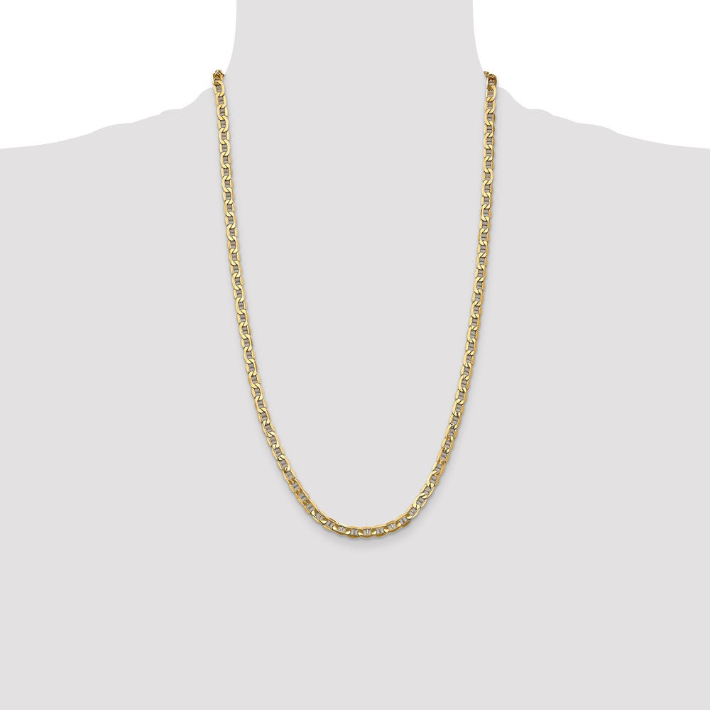 14K Yellow Gold 26 inch 4.75mm Semi-Solid Anchor with Lobster Clasp Chain Necklace