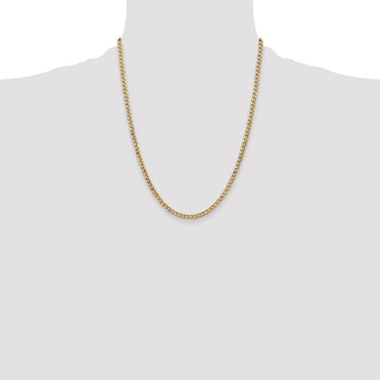14K Yellow Gold 22 inch 3.35mm Semi-Solid Curb with Lobster Clasp Chain Necklace