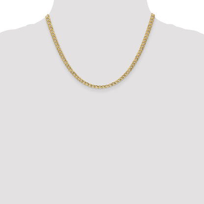14K Yellow Gold 18 inch 4.3mm Semi-Solid Curb with Lobster Clasp Chain Necklace