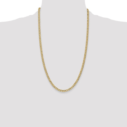 14K Yellow Gold 26 inch 4.3mm Semi-Solid Curb with Lobster Clasp Chain Necklace