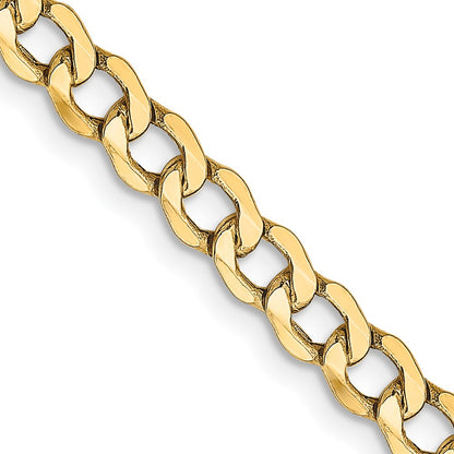 14K Yellow Gold 16 inch 4.3mm Semi-Solid Curb with Lobster Clasp Chain Necklace