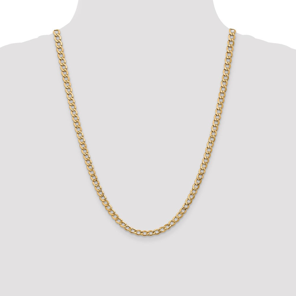 14K Yellow Gold 24 inch 5.25mm Semi-Solid Curb with Lobster Clasp Chain Necklace