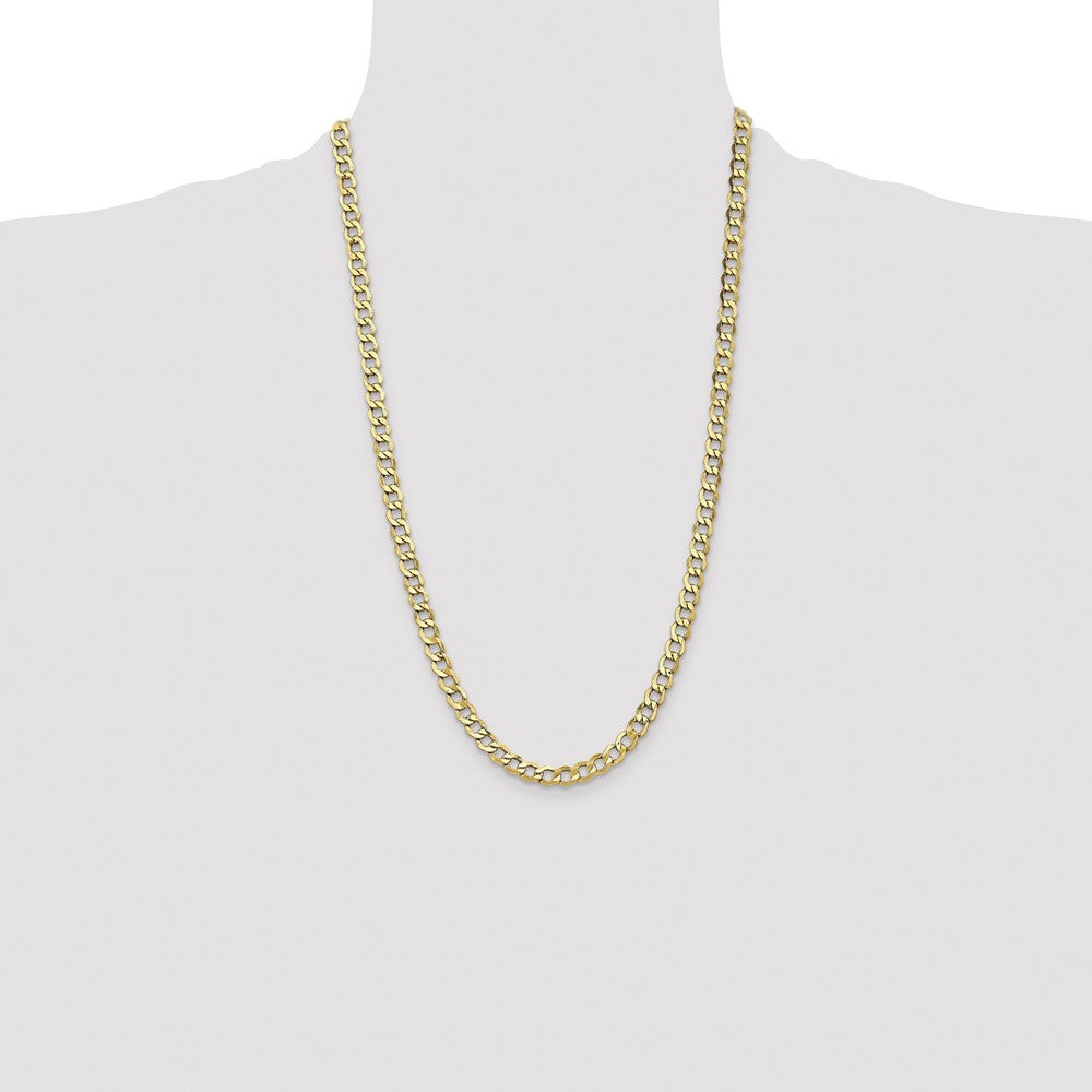 14K Yellow Gold 26 inch 6.5mm Semi-Solid Curb with Lobster Clasp Chain Necklace