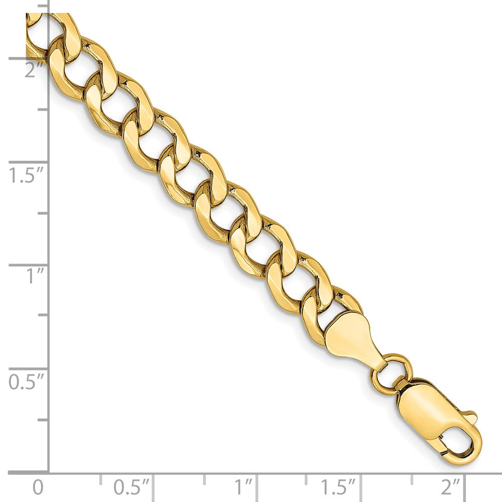 14K Yellow Gold 9 inch 7mm Semi-Solid Curb with Lobster Clasp Chain Bracelet