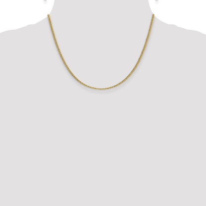 14K Yellow Gold 18 inch 2.4mm Semi-Solid Anchor with Spring Ring Clasp Chain Necklace