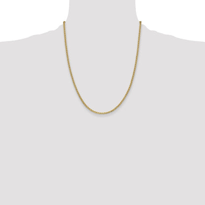 14K Yellow Gold 22 inch 2.4mm Semi-Solid Anchor with Spring Ring Clasp Chain Necklace