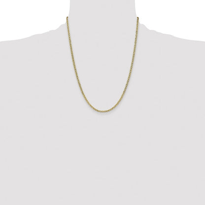14K Yellow Gold 22 inch 3.2mm Semi-Solid Anchor with Lobster Clasp Chain Necklace
