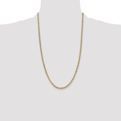 14K Yellow Gold 26 inch 3.2mm Semi-Solid Anchor with Lobster Clasp Chain Necklace