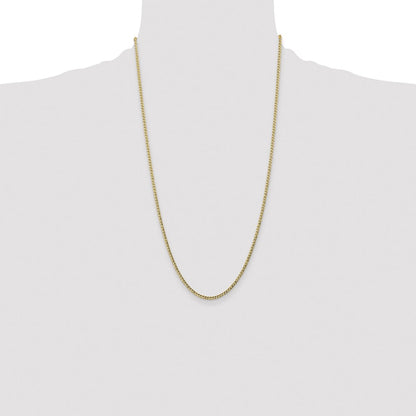 14K Yellow Gold 26 inch 2.5mm Semi-Solid Curb with Lobster Clasp Chain Necklace