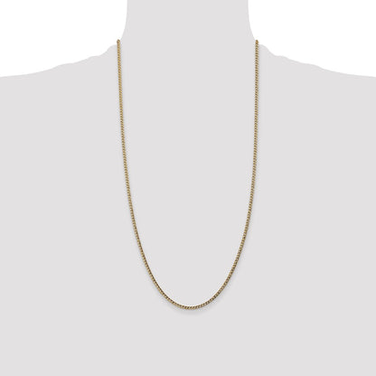 14K Yellow Gold 28 inch 2.5mm Semi-Solid Curb with Lobster Clasp Chain Necklace