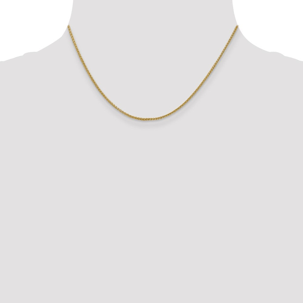 14K Yellow Gold 16 inch 1.55mm Semi-Solid Wheat with Lobster Clasp Chain Necklace