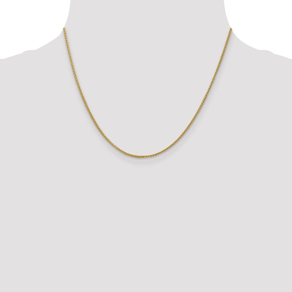 14K Yellow Gold 18 inch 1.55mm Semi-Solid Wheat with Lobster Clasp Chain Necklace