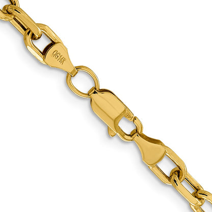 14K Yellow Gold 26 inch 4.9mm Semi-Solid Diamond-cut Open Link Cable with Lobster Clasp Chain Necklace