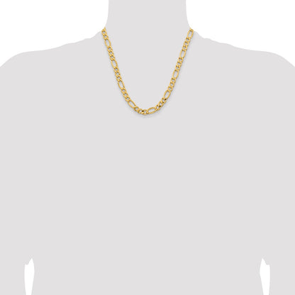 14K Yellow Gold 20 inch 8.5mm Semi-Solid Figaro with Lobster Clasp Chain Necklace