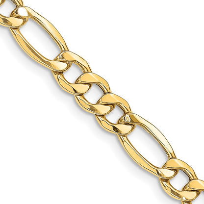 14K Yellow Gold 24 inch 8.5mm Semi-Solid Figaro with Lobster Clasp Chain Necklace