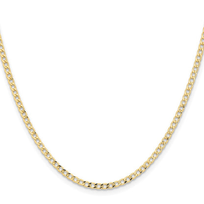 14K Yellow Gold 22 inch 2.85mm Semi-Solid Curb with Lobster Clasp Chain Necklace