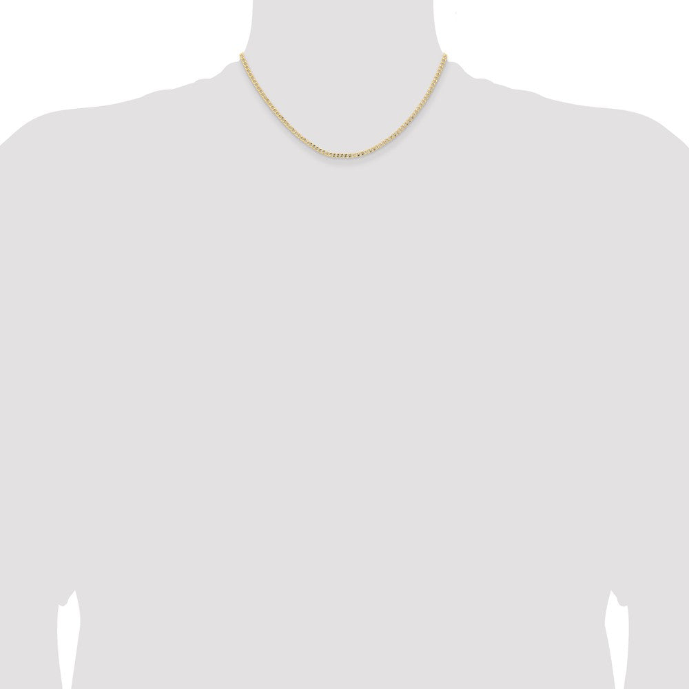 14K Yellow Gold 16 inch 2.85mm Semi-Solid Curb with Lobster Clasp Chain Necklace