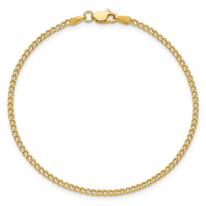 14K Yellow Gold 1.85mm Semi-Solid Curb Chain Bracelet