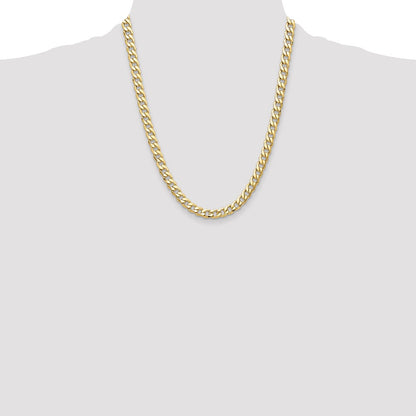 14K Yellow Gold 7.5mm Semi-Solid Curb Chain Necklace 22 Inch