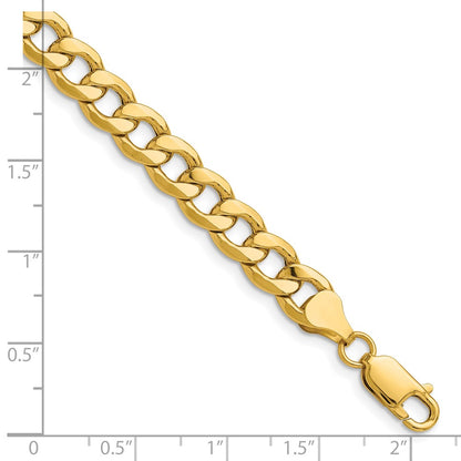 14K Yellow Gold 7.5mm Semi-Solid Curb Chain Bracelet