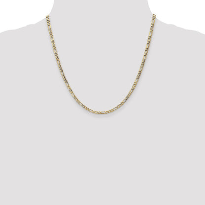 14K Yellow Gold 20 inch 3.5mm Semi-Solid Figaro with Lobster Clasp Chain Necklace