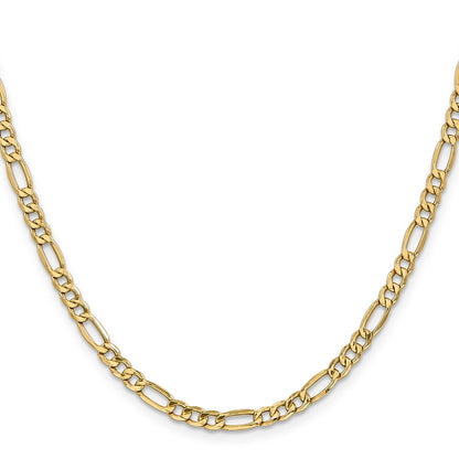 14K Yellow Gold 22 inch 4.2mm Semi-Solid Figaro with Lobster Clasp Chain Necklace