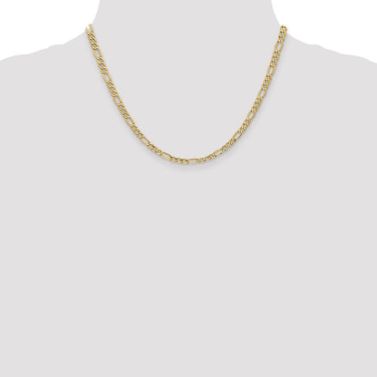 14K Yellow Gold 18 inch 4.2mm Semi-Solid Figaro with Lobster Clasp Chain Necklace