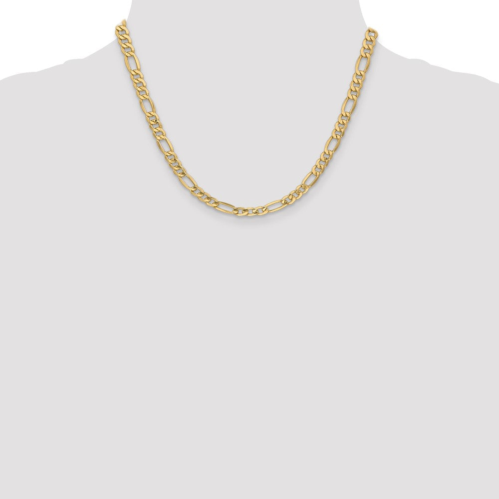 14K Yellow Gold 18 inch 6.25mm Semi-Solid Figaro with Lobster Clasp Chain Necklace