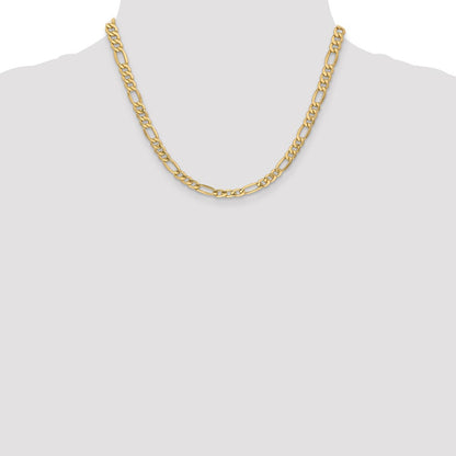 14K Yellow Gold 18 inch 6.25mm Semi-Solid Figaro with Lobster Clasp Chain Necklace