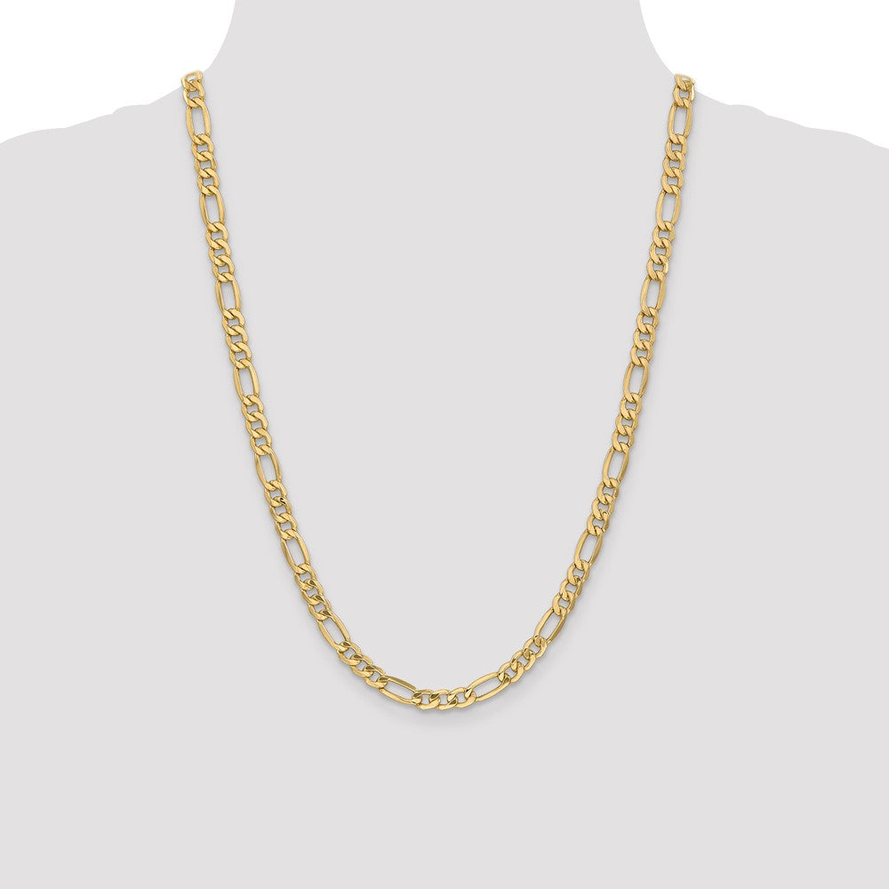 14K Yellow Gold 24 inch 6.25mm Semi-Solid Figaro with Lobster Clasp Chain Necklace