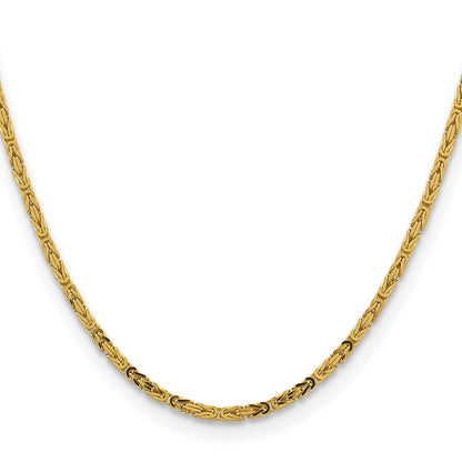 14K Yellow Gold 20 inch 2.5mm Byzantine with Lobster Clasp Chain Necklace