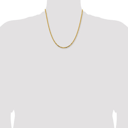 14K Yellow Gold 20 inch 2.5mm Byzantine with Lobster Clasp Chain Necklace