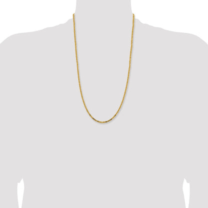 14K Yellow Gold 26 inch 2.5mm Byzantine with Lobster Clasp Chain Necklace