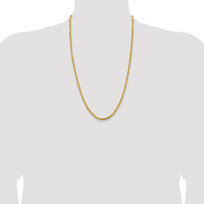 14K Yellow Gold 26 inch 3.25mm Byzantine with Lobster Clasp Chain Necklace
