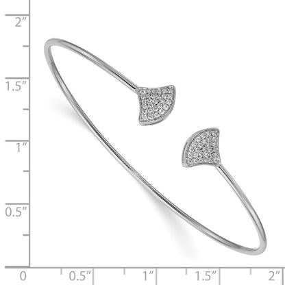 14k White Gold Natural Diamond Flexible Bangle