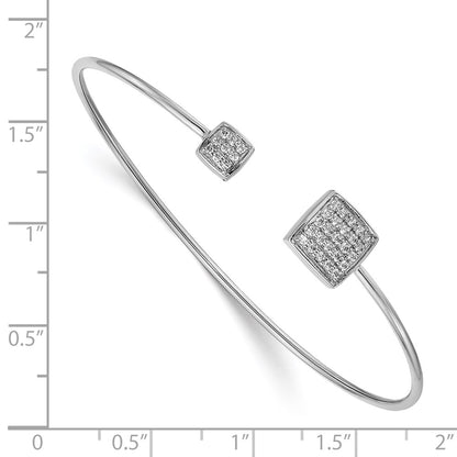 14k White Gold Natural Diamond Squares Flexible Cuff Bangle