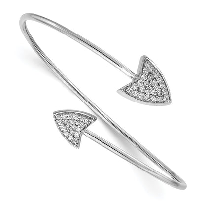 14k White Gold Natural Diamond Flexible Cuff Bangle