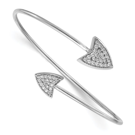 14k White Gold Natural Diamond Flexible Cuff Bangle