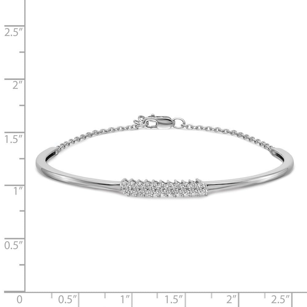 14k White Gold Natural Diamond Bangle Bracelet