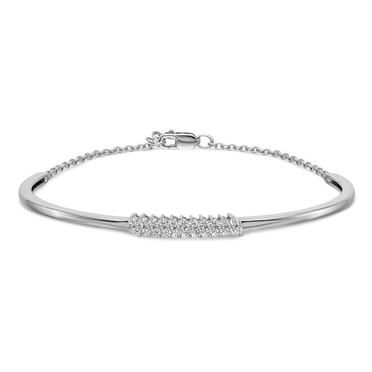 14k White Gold Natural Diamond Bangle Bracelet