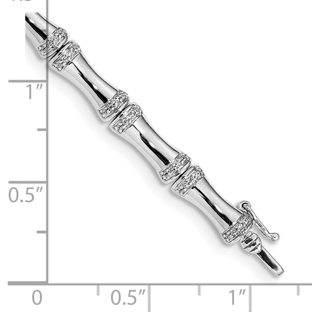 14k White Gold Natural Diamond Bamboo Design Bracelet