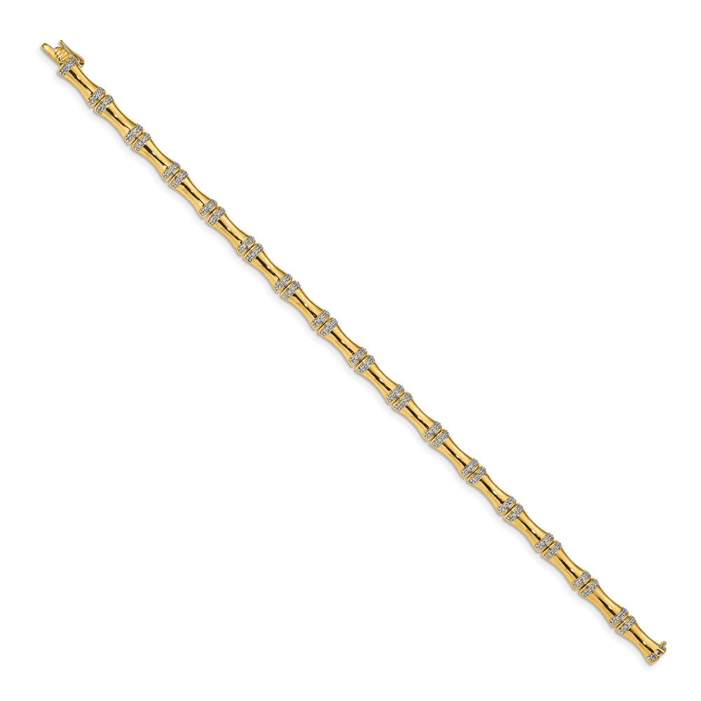 14k Yellow Gold Gold Natural Diamond Bamboo Design Bracelet