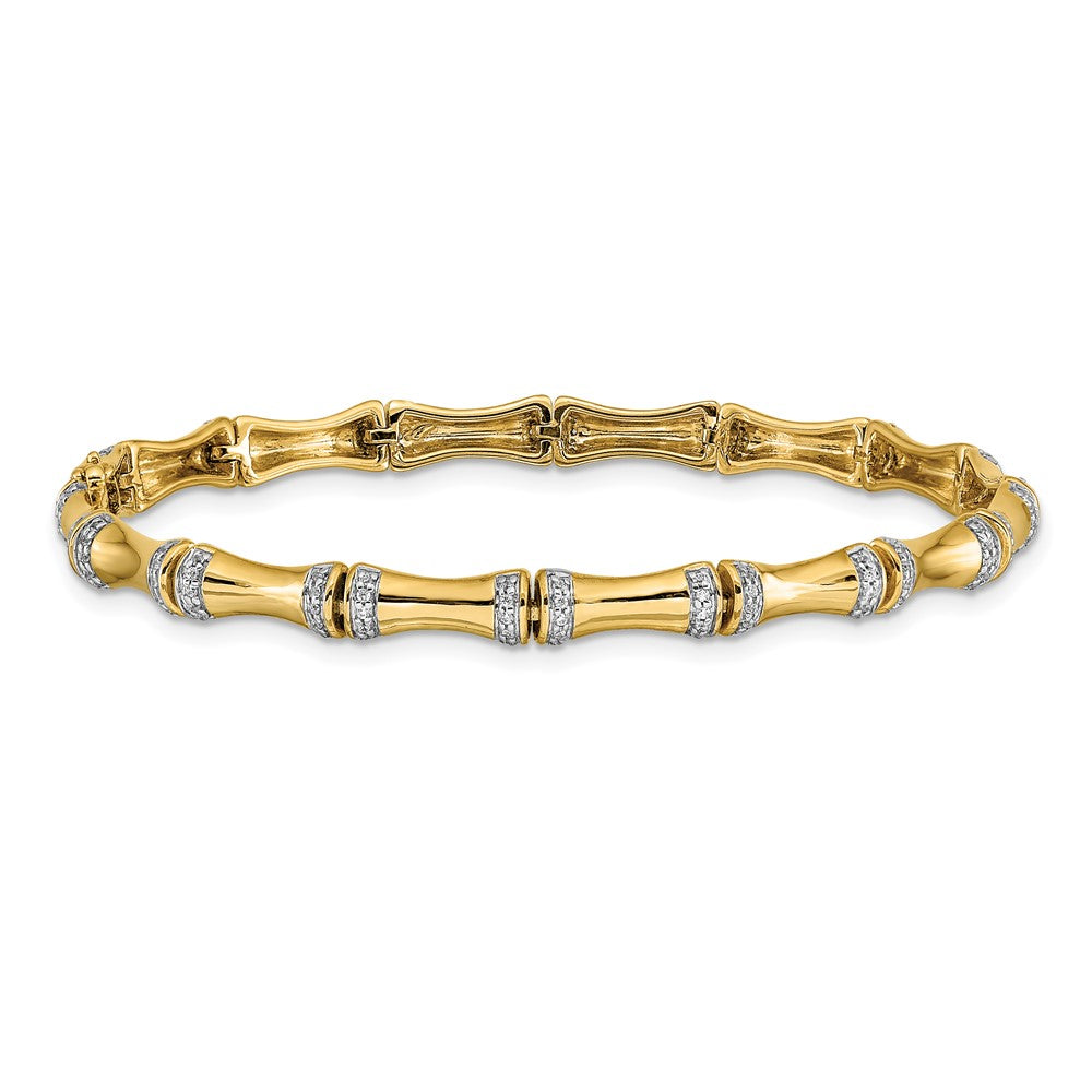 14k Yellow Gold Gold Natural Diamond Bamboo Design Bracelet