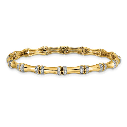 14k Yellow Gold Gold Natural Diamond Bamboo Design Bracelet